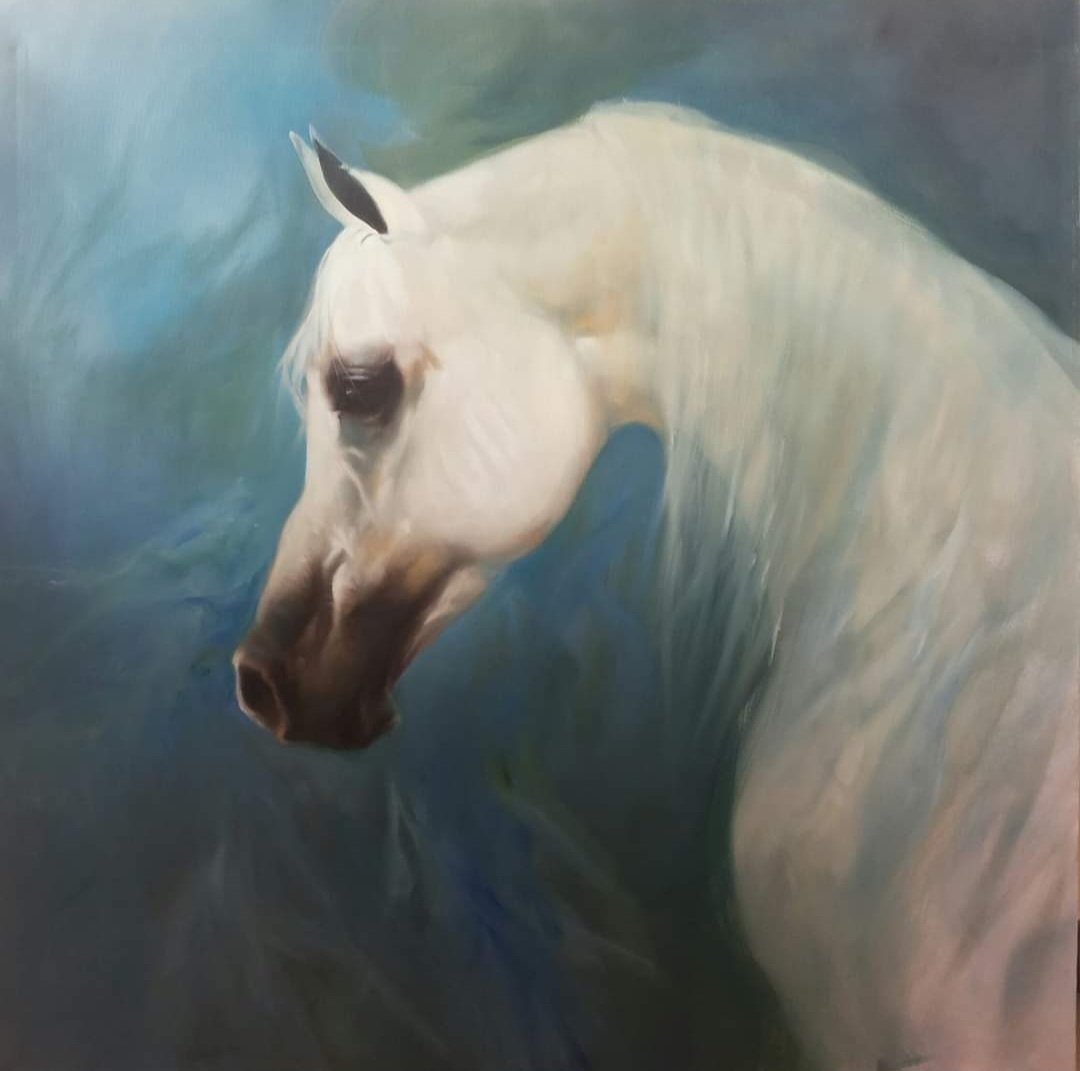 White-Horse-Oil painting-Akeel Zarkany 1