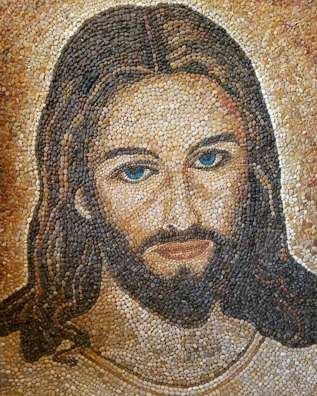 Jesus-Art-Gravel-stone-Mosaic-Akeel-Zarkany 1